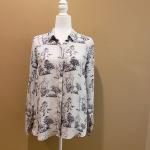 H&M Printed Button-Down Blouse Size 10